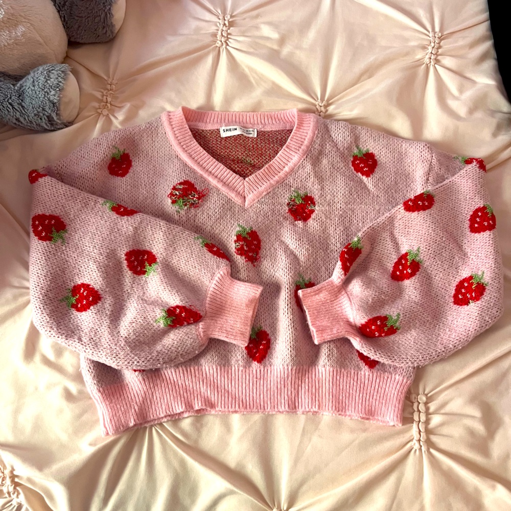Pink strawberry sweater